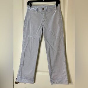 Old Navy Capris White and Blue Striped Midrise Straight Leg Size 2